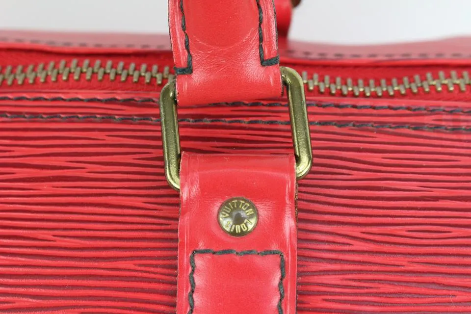 Louis Vuitton Red Epi Leather Keepall 50 Duffle Bag 89lk328s