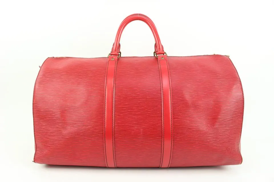 Louis Vuitton Red Epi Leather Keepall 50 Duffle Bag 89lk328s