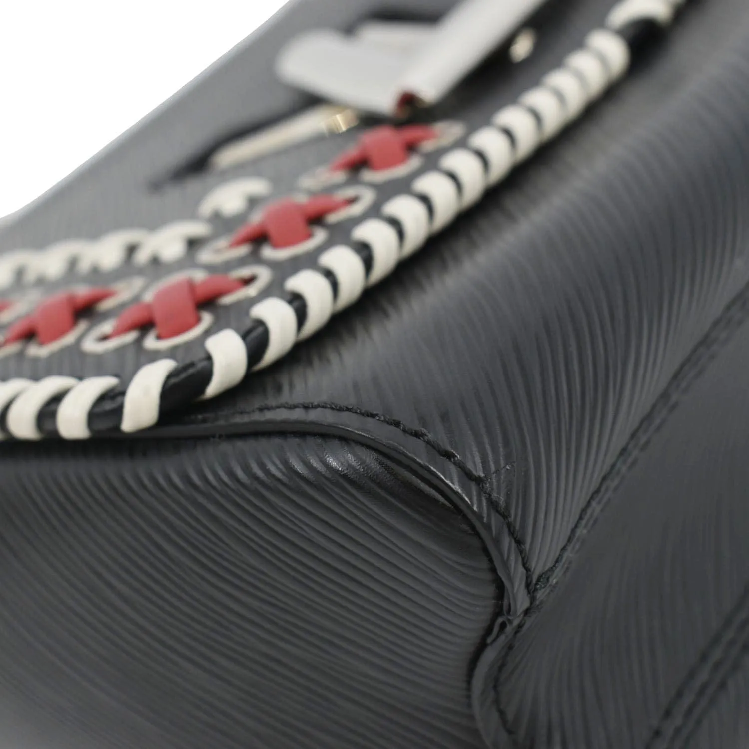 LOUIS VUITTON Twist Whipstitch MM Epi Leather Shoulder Bag Black