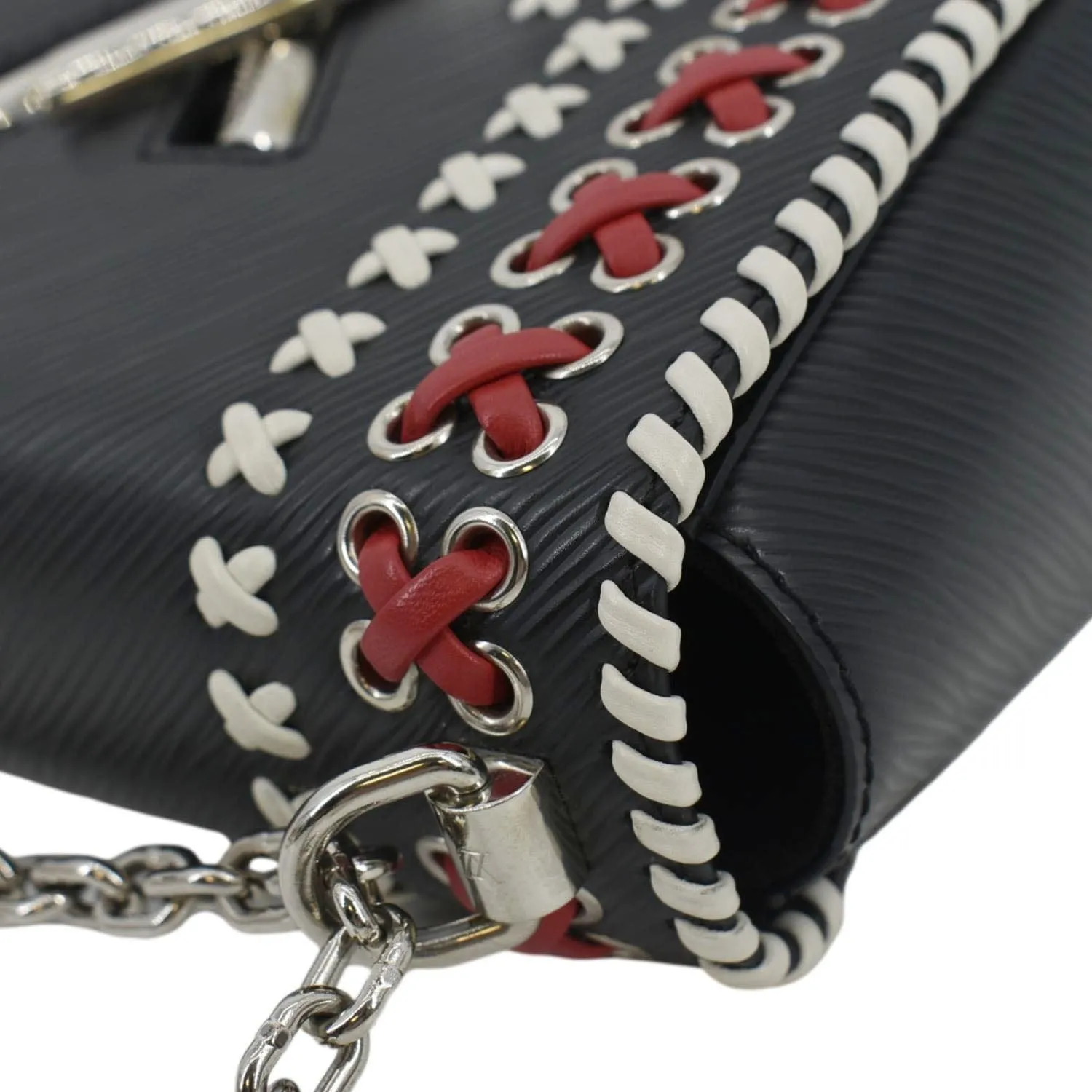 LOUIS VUITTON Twist Whipstitch MM Epi Leather Shoulder Bag Black