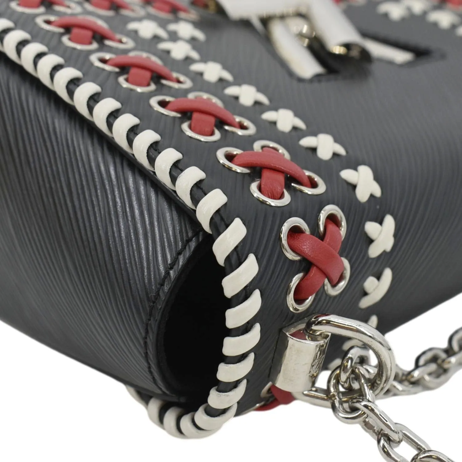 LOUIS VUITTON Twist Whipstitch MM Epi Leather Shoulder Bag Black