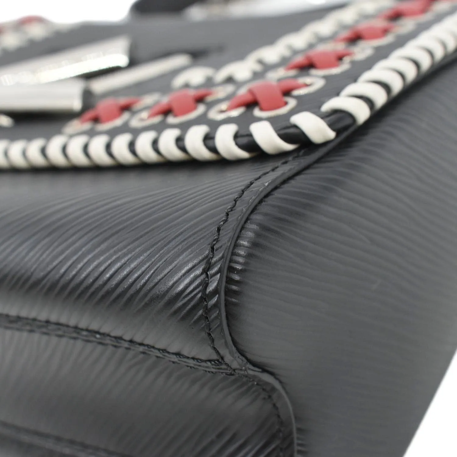 LOUIS VUITTON Twist Whipstitch MM Epi Leather Shoulder Bag Black
