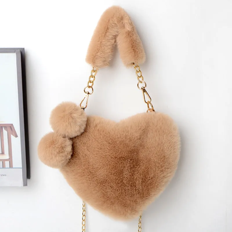 Love Bags Soft Plush Handbags Women Valentine's Day Party Bag