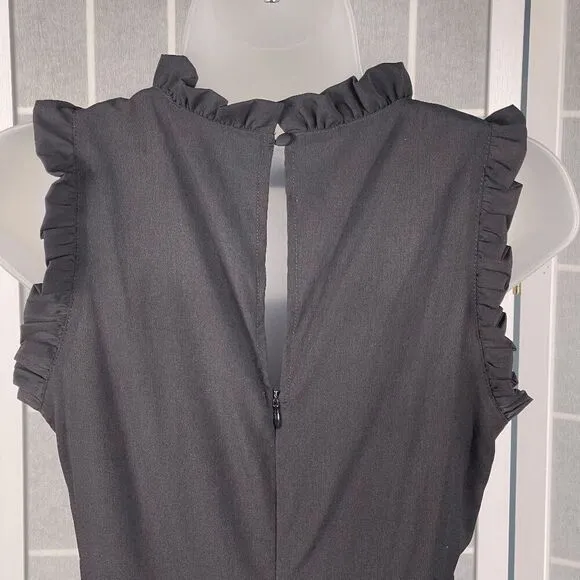 Lucy Paris Gabby Black Mesh Floral Embroidered Ruffle Trim Mini Dress Size S