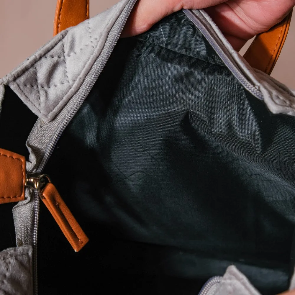 Luxe Velvet Lunch Bag Grey And Green