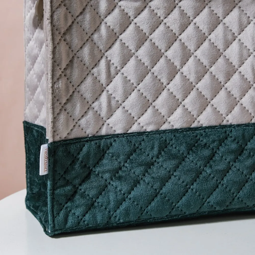 Luxe Velvet Lunch Bag Grey And Green