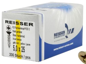 M5x40mm Reisser R2 Pozi Yellow Screw Full Thread 200PC