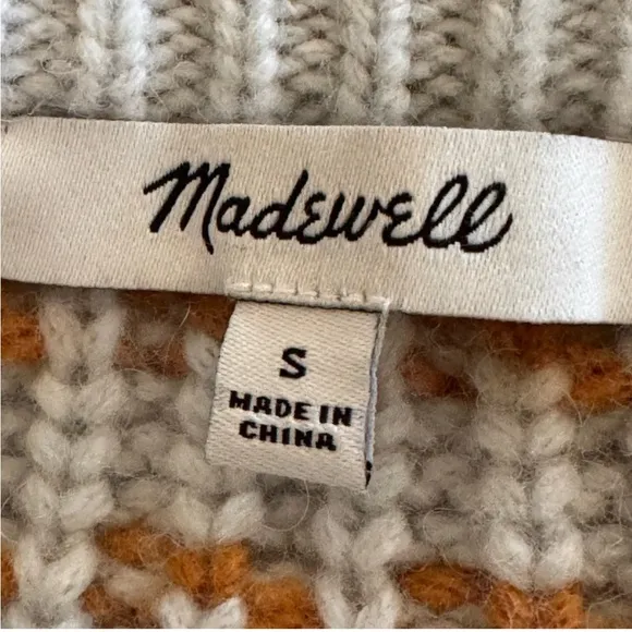 Madewell Striped Metallic Barfield Wool Blend Sweater Sz Small Heather B…