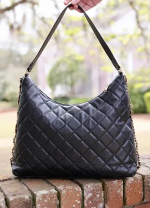 MAEVE QUILTED TOTE-BLACK