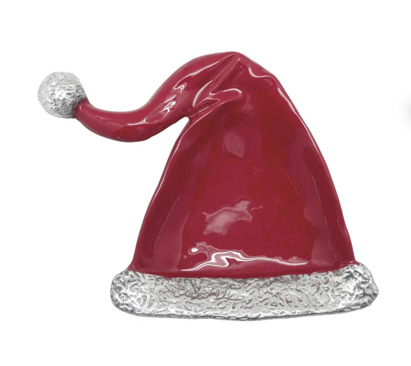 Mariposa Red Enamel Santa Hat Candy Dish