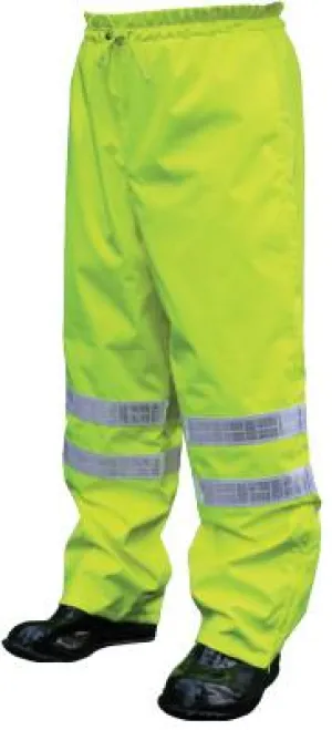 MCR Safety Pro Grade Rain Pants, Polyester/Polyurethane, Hi-Viz Lime, X-Large, 598RPWXL