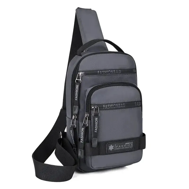 Men’s chest crossbody bag, lightweight large-capacity nylon shoulder sling for travel and everyday use