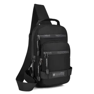 Men’s chest crossbody bag, lightweight large-capacity nylon shoulder sling for travel and everyday use