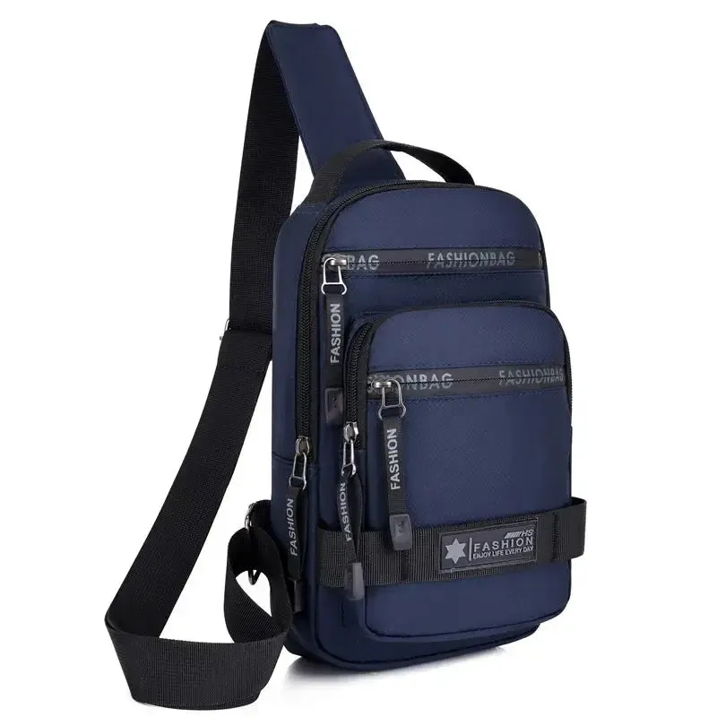 Men’s chest crossbody bag, lightweight large-capacity nylon shoulder sling for travel and everyday use