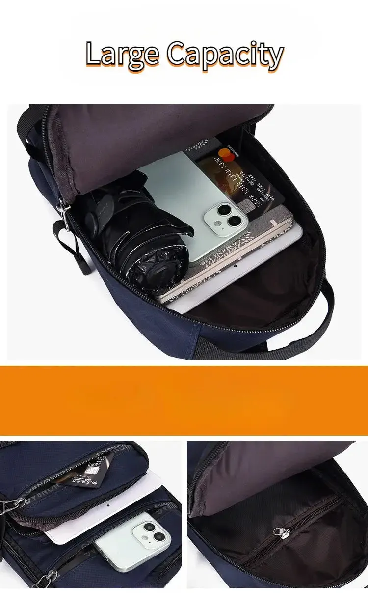 Men’s chest crossbody bag, lightweight large-capacity nylon shoulder sling for travel and everyday use