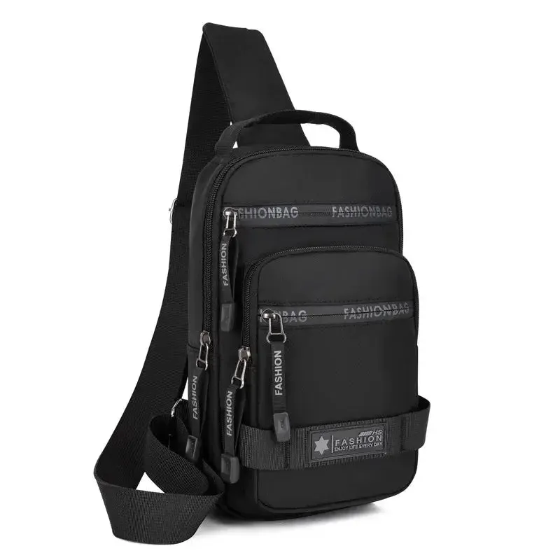 Men’s chest crossbody bag, lightweight large-capacity nylon shoulder sling for travel and everyday use
