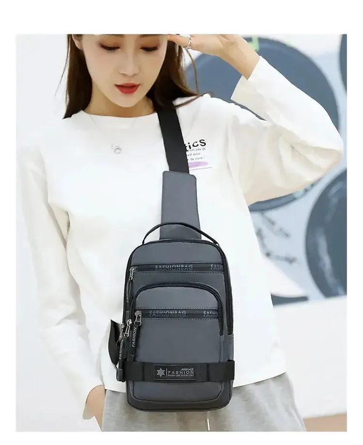 Men’s chest crossbody bag, lightweight large-capacity nylon shoulder sling for travel and everyday use