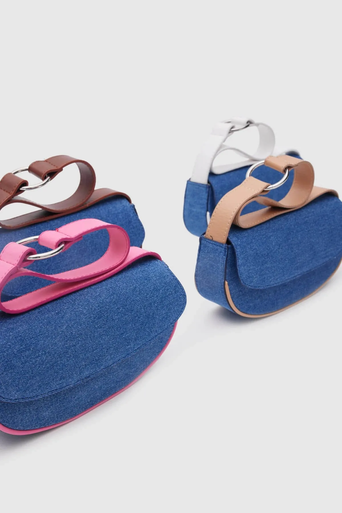 Mini Brown Denim Baguette Bag
