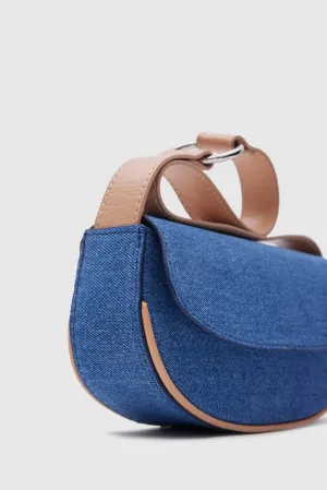 Mini Brown Denim Baguette Bag