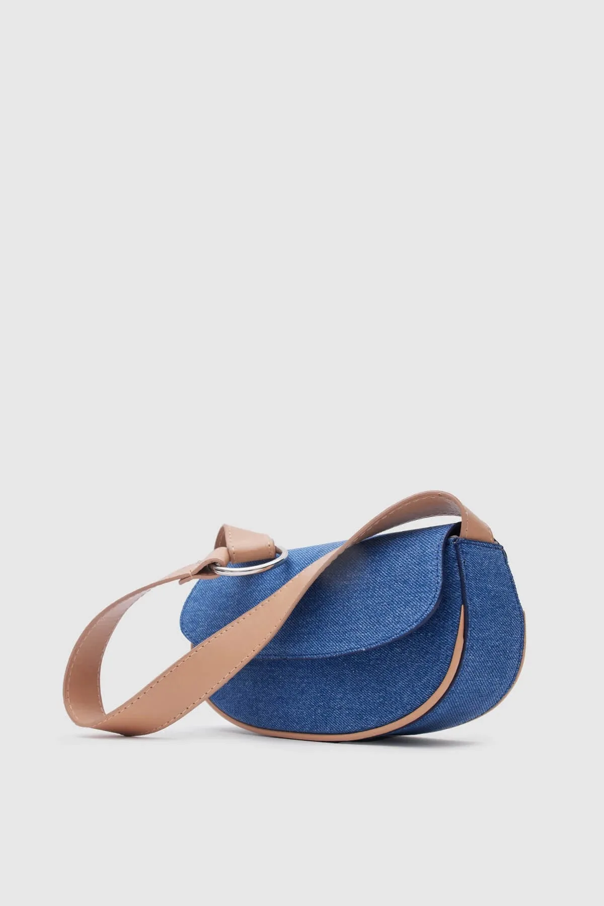 Mini Brown Denim Baguette Bag