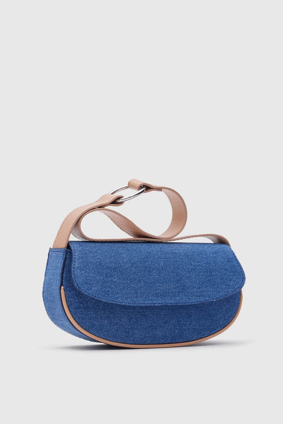 Mini Brown Denim Baguette Bag