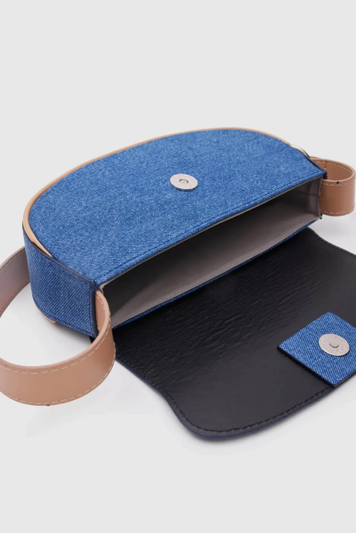 Mini Brown Denim Baguette Bag
