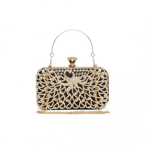Miss Lulu Sparkling Classical Women Clutch Purse Evening Bag - Black