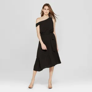 Mossimo Women's Asymmetric One-Shoulder Midi Dress Black Small