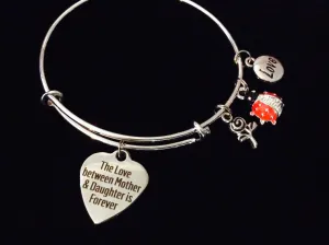 Mother Daughter Forever Love Little Lady Bug Expandable Charm Bracelet Silver Adjustable Bangle Gift