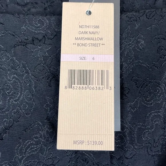 Nanette Lepore Bond Street Embroidered Dress Size 6 in Marshmallow &amp; Navy Blue
