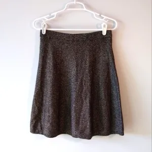 Nanette Lepore Metallic Knit  Full A-Line Skirt Black Gold Flecks Medium