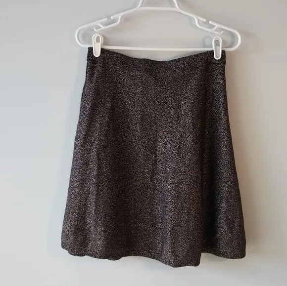 Nanette Lepore Metallic Knit  Full A-Line Skirt Black Gold Flecks Medium