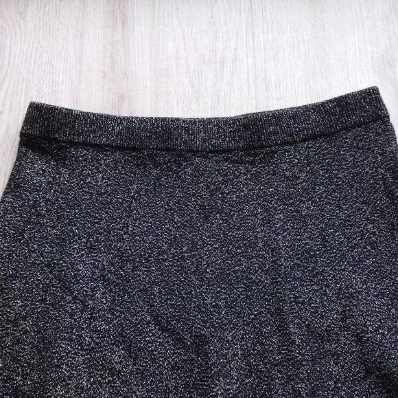 Nanette Lepore Metallic Knit  Full A-Line Skirt Black Gold Flecks Medium