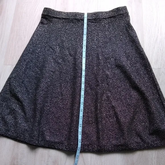 Nanette Lepore Metallic Knit  Full A-Line Skirt Black Gold Flecks Medium