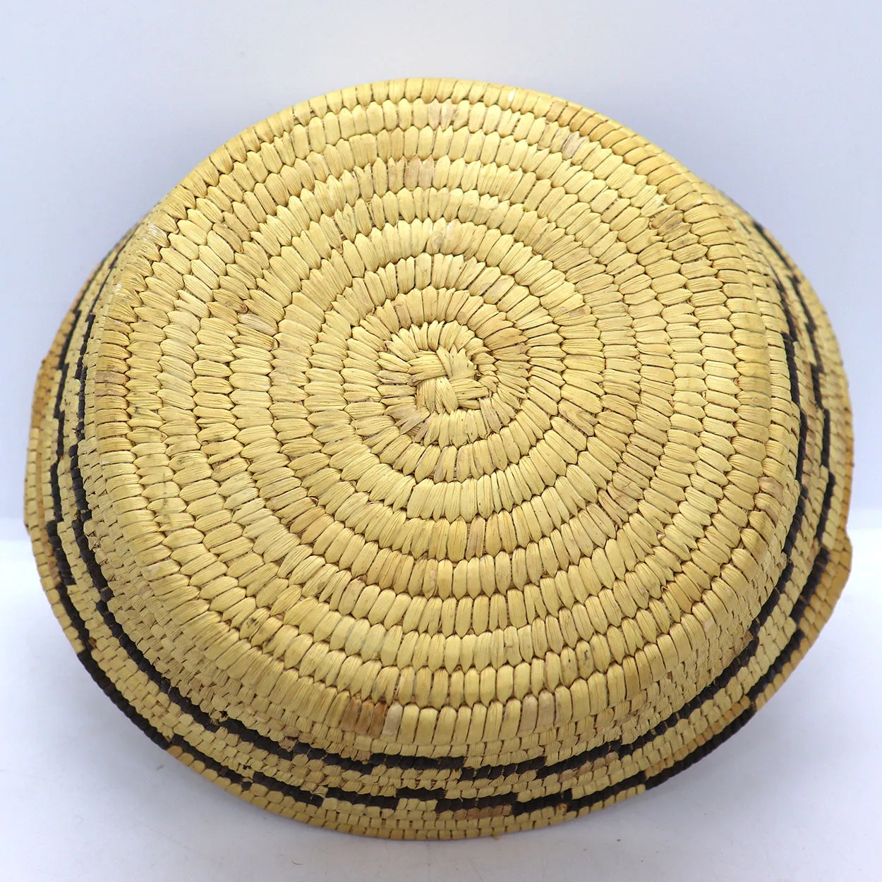 Native American Papago Yucca and Devil's Claw Two-Color Handled Basket