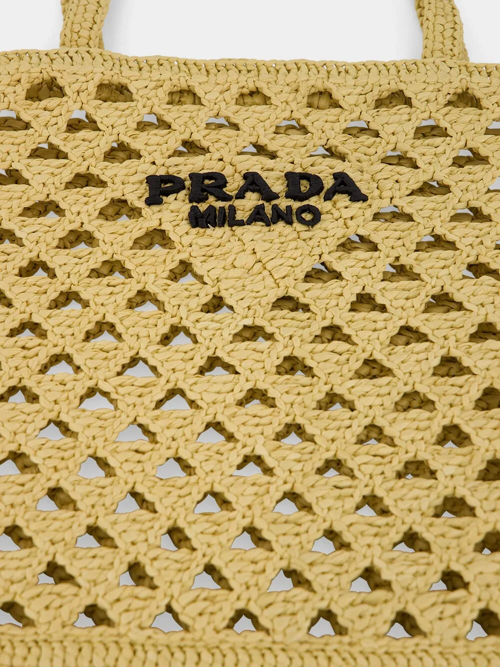 Natural Crochet Tote Bag with Embroidered Logo