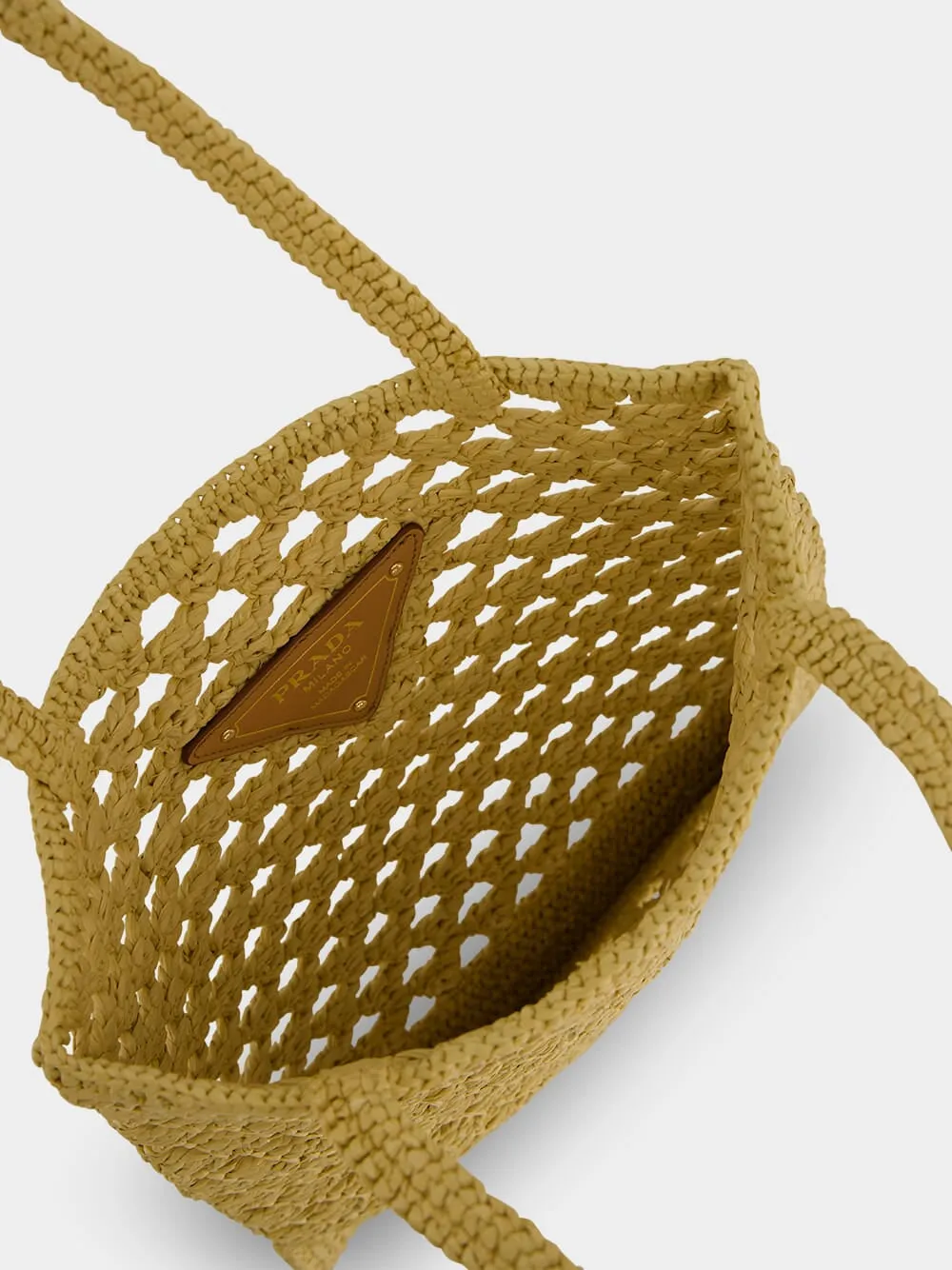 Natural Crochet Tote Bag with Embroidered Logo