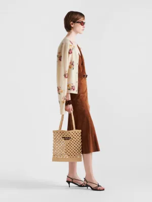 Natural Crochet Tote Bag with Embroidered Logo