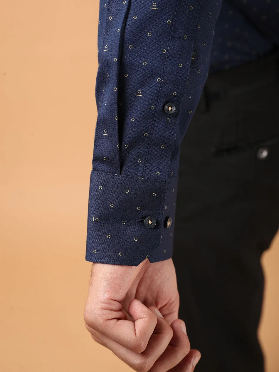 NAVY DOBBY PRINT