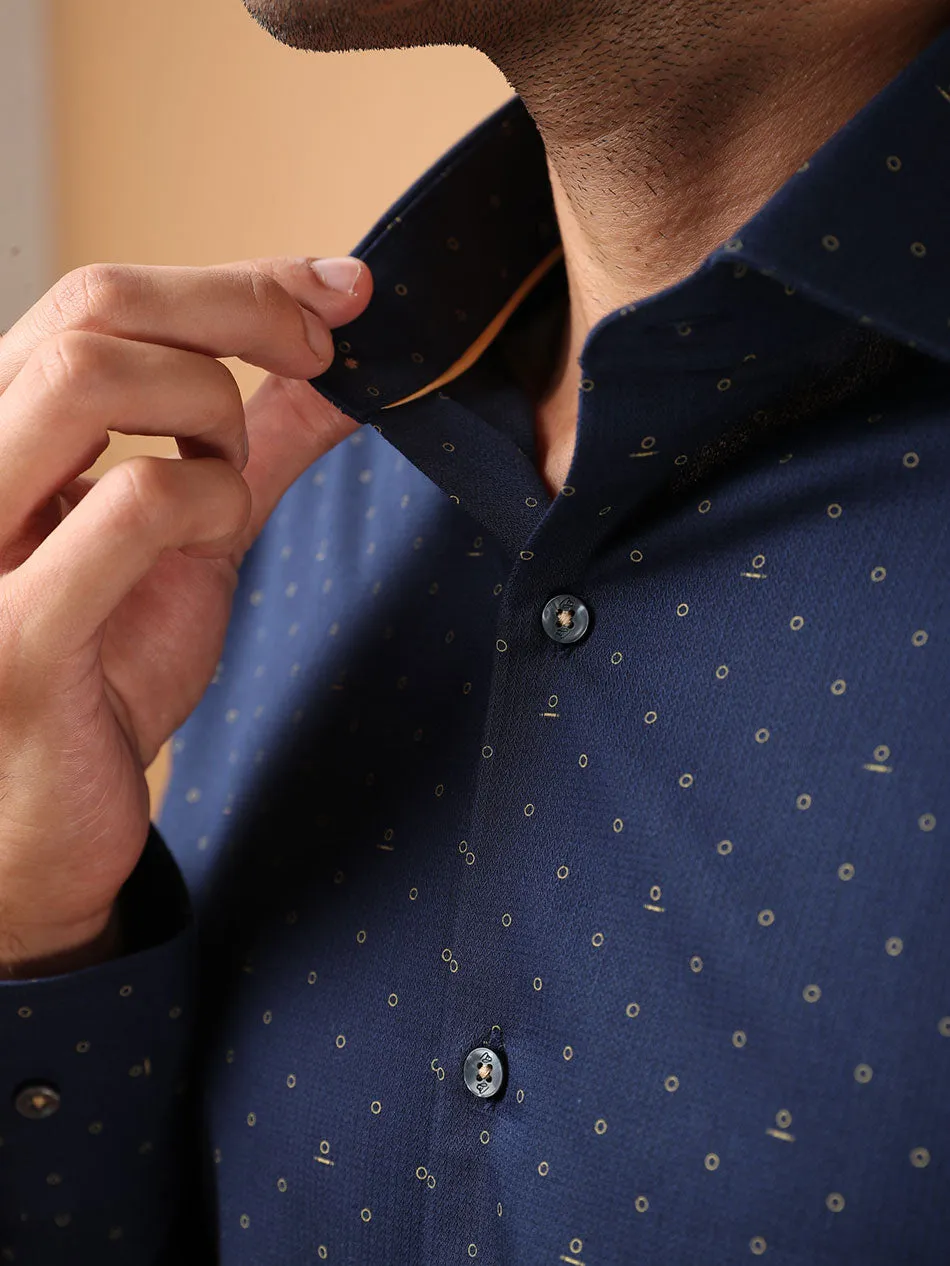 NAVY DOBBY PRINT