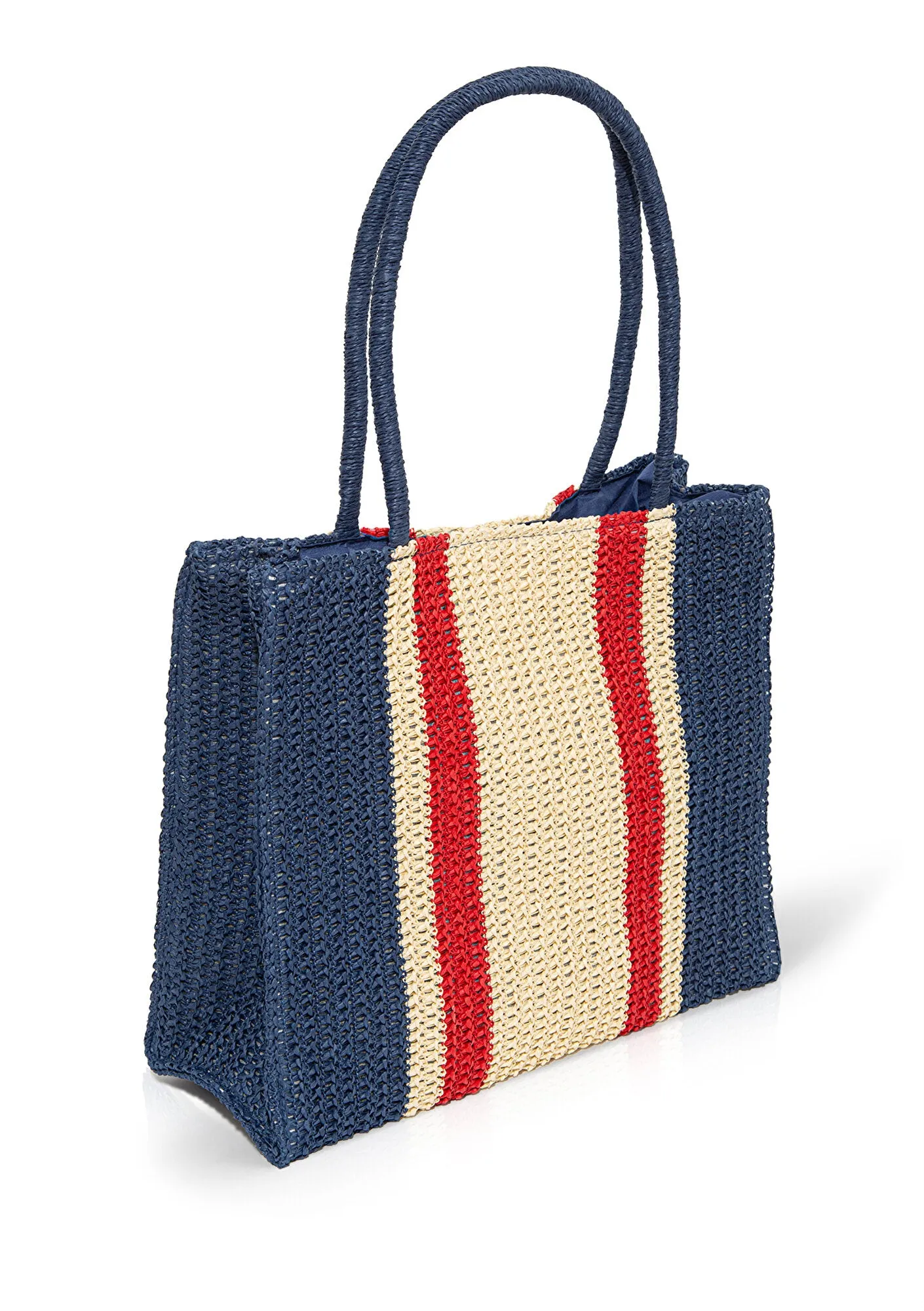 Navy Straw Shoulder Bags