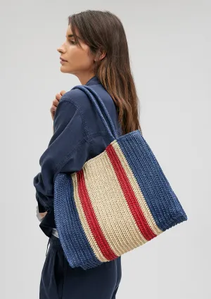 Navy Straw Shoulder Bags