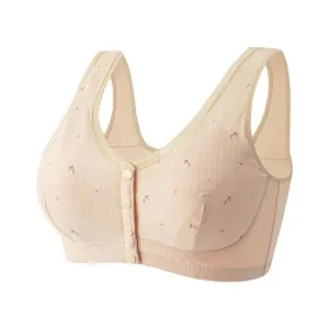 New Bras for Women - 3 Pack Snap Front Closure Bras Floral Print Lace Trim Bra Comfy Wirefree Sz 38, 1 pink 2 beige