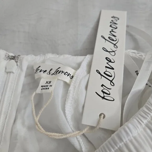 NEW For Love &amp; Lemons Harriet Mini Dress XS White Lace Rosette