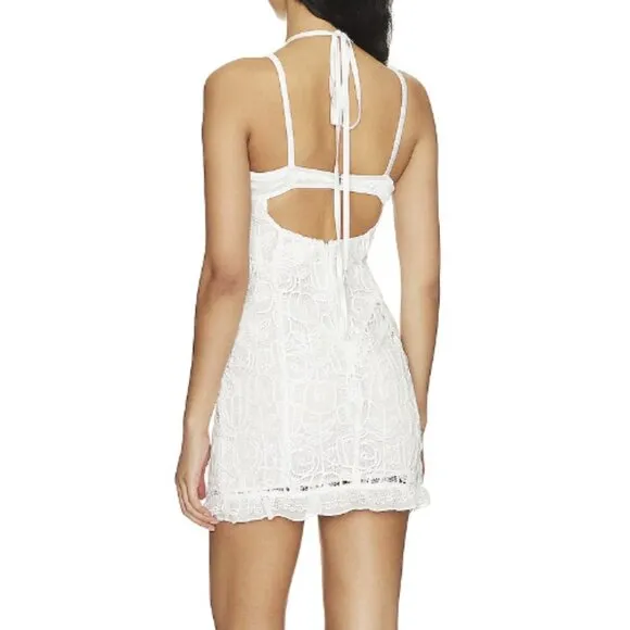 NEW For Love &amp; Lemons Harriet Mini Dress XS White Lace Rosette
