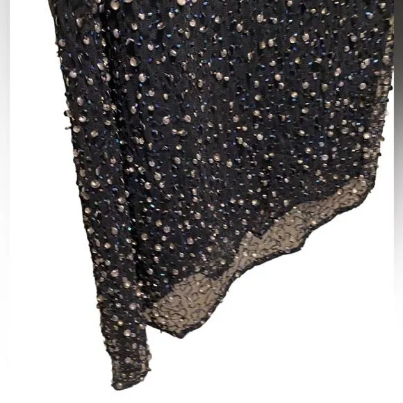 New MNG From Mango Dress Women’s Size 6 Asymmetrical Black Glitzy Evening Gown