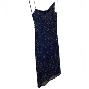 New MNG From Mango Dress Women’s Size 6 Asymmetrical Black Glitzy Evening Gown