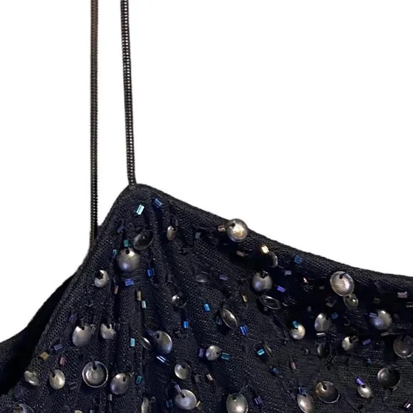 New MNG From Mango Dress Women’s Size 6 Asymmetrical Black Glitzy Evening Gown