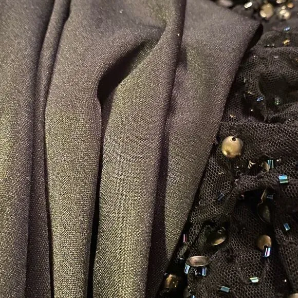 New MNG From Mango Dress Women’s Size 6 Asymmetrical Black Glitzy Evening Gown