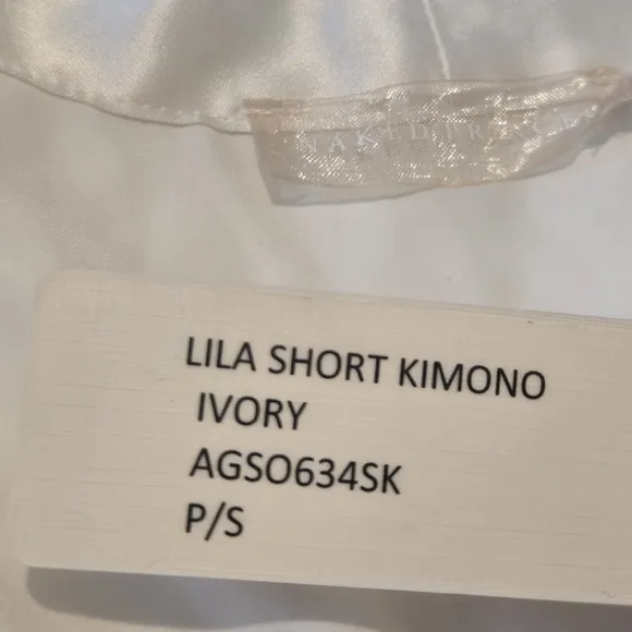 New Naked Princess Lila Bride 100% Silk Kimono Robe Ivory White Gold Bridal Luxe